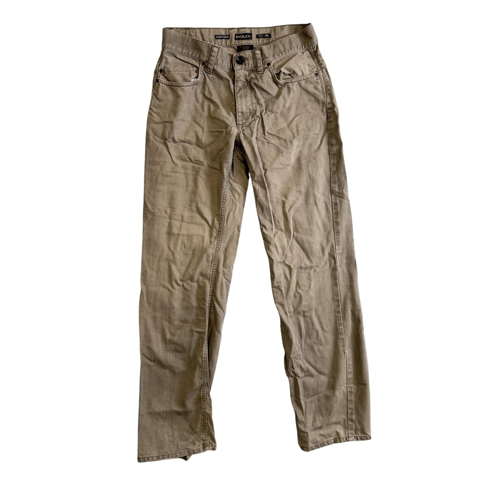 Helix N56 Jeans Mens 30x30 Khaki Beige Relaxed Straight Cotton Denim Pants